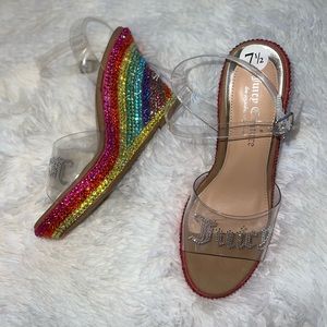1 of 1 Crystal Embellished Juicy Couture Wedge Sandals